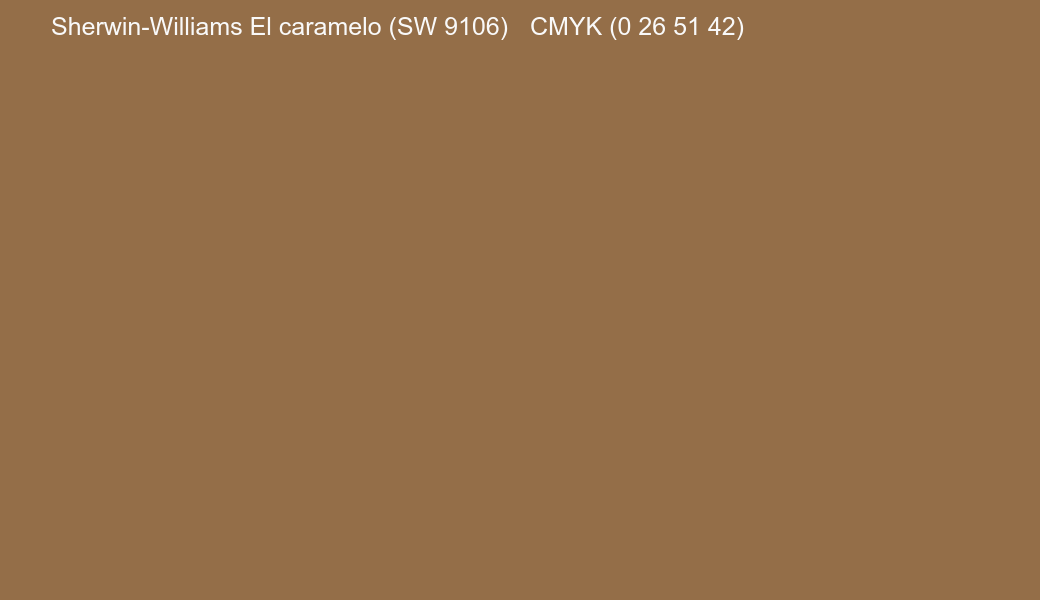 Color Sherwin-Williams El caramelo (SW 9106) to CMYK (0 26 51 42) converter Color Sherwin-Williams El caramelo (SW 9106) to CMYK (0 26 51 42) converter