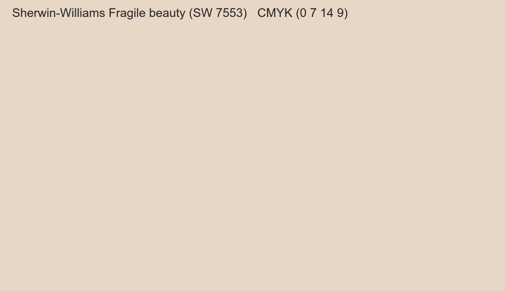 Color Sherwin-Williams Fragile beauty (SW 7553) to CMYK (0 7 14 9) converter Color Sherwin-Williams Fragile beauty (SW 7553) to CMYK (0 7 14 9) converter