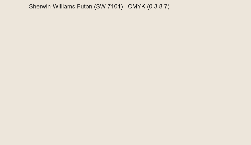 Color Sherwin-Williams Futon (SW 7101) to CMYK (0 3 8 7) converter Color Sherwin-Williams Futon (SW 7101) to CMYK (0 3 8 7) converter