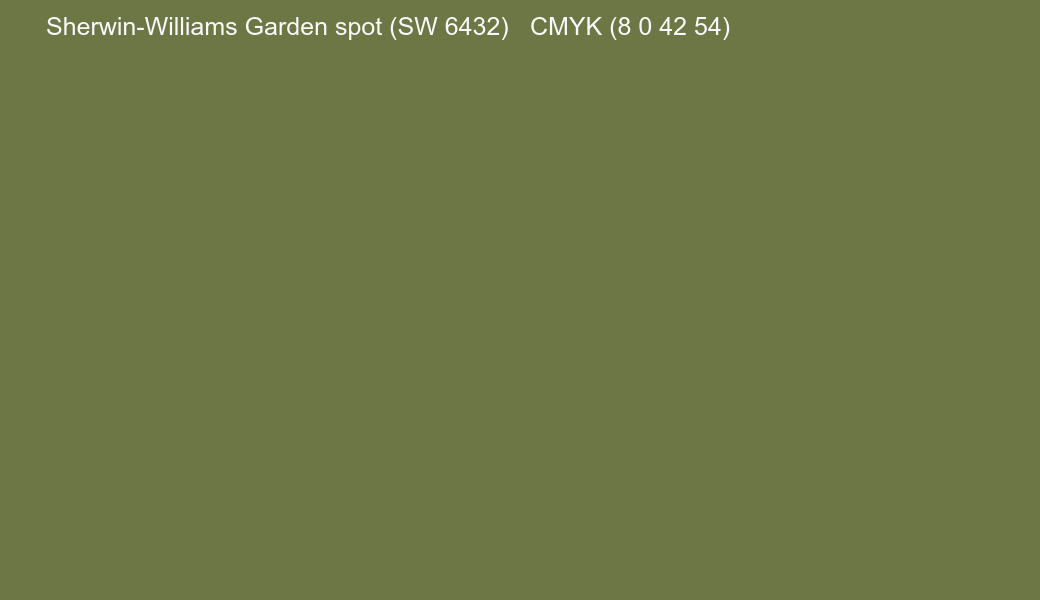 Color Sherwin-Williams Garden spot (SW 6432) to CMYK (8 0 42 54) converter Color Sherwin-Williams Garden spot (SW 6432) to CMYK (8 0 42 54) converter