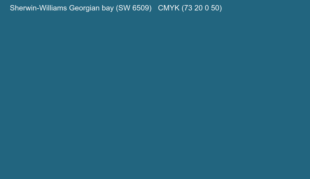 Color Sherwin-Williams Georgian bay (SW 6509) to CMYK (73 20 0 50) converter Color Sherwin-Williams Georgian bay (SW 6509) to CMYK (73 20 0 50) converter
