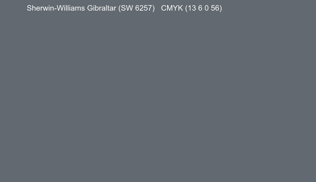 Color Sherwin-Williams Gibraltar (SW 6257) to CMYK (13 6 0 56) converter Color Sherwin-Williams Gibraltar (SW 6257) to CMYK (13 6 0 56) converter