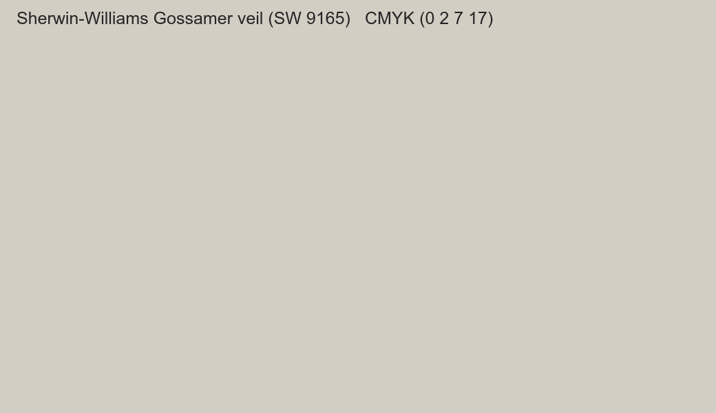 Color Sherwin-Williams Gossamer veil (SW 9165) to CMYK (0 2 7 17) converter Color Sherwin-Williams Gossamer veil (SW 9165) to CMYK (0 2 7 17) converter