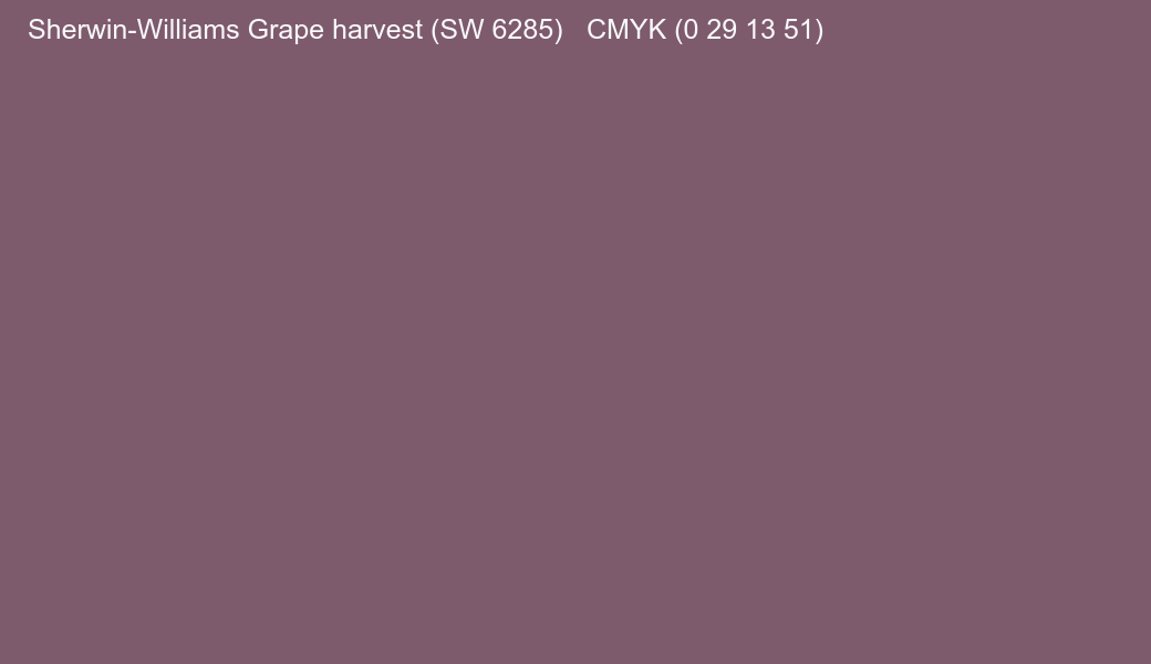 Color Sherwin-Williams Grape harvest (SW 6285) to CMYK (0 29 13 51) converter Color Sherwin-Williams Grape harvest (SW 6285) to CMYK (0 29 13 51) converter