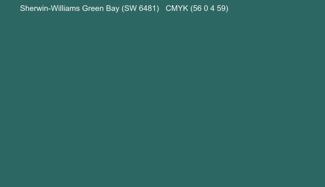 Color Sherwin-Williams Green Bay (SW 6481) to CMYK (56 0 4 59) converter Color Sherwin-Williams Green Bay (SW 6481) to CMYK (56 0 4 59) converter