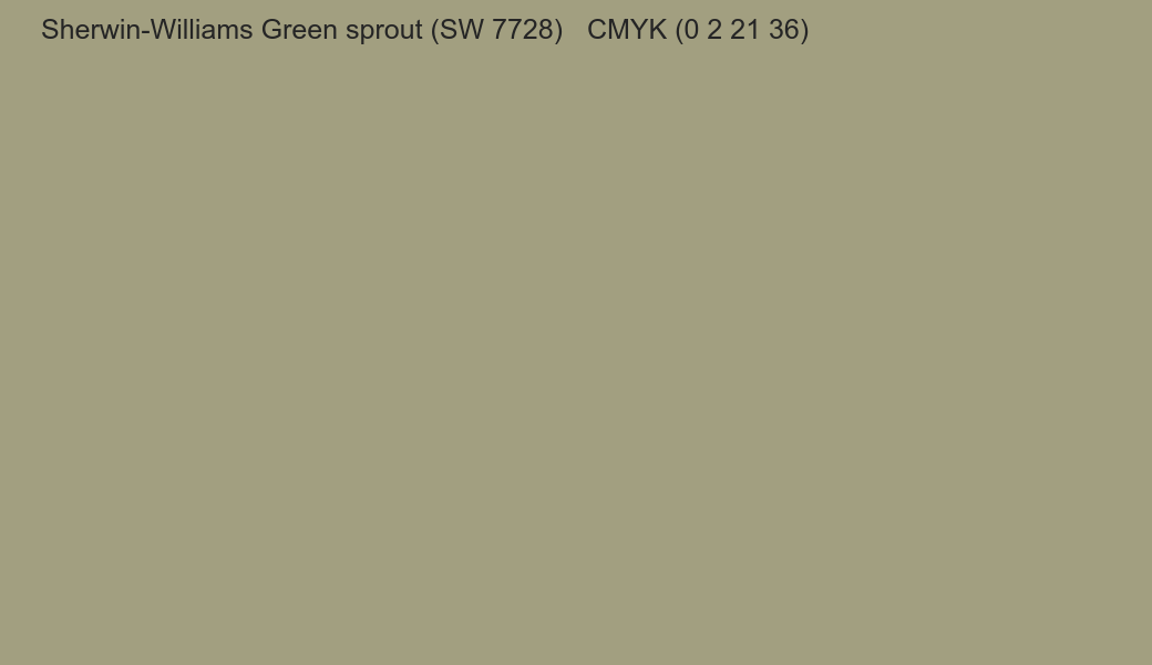 Color Sherwin-Williams Green sprout (SW 7728) to CMYK (0 2 21 36) converter Color Sherwin-Williams Green sprout (SW 7728) to CMYK (0 2 21 36) converter
