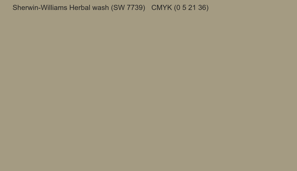 Color Sherwin-Williams Herbal wash (SW 7739) to CMYK (0 5 21 36) converter Color Sherwin-Williams Herbal wash (SW 7739) to CMYK (0 5 21 36) converter