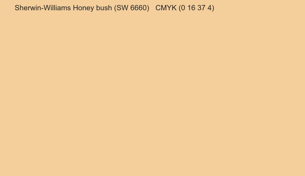 Color Sherwin-Williams Honey bush (SW 6660) to CMYK (0 16 37 4) converter Color Sherwin-Williams Honey bush (SW 6660) to CMYK (0 16 37 4) converter