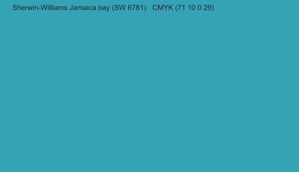 Color Sherwin-Williams Jamaica bay (SW 6781) to CMYK (71 10 0 29) converter Color Sherwin-Williams Jamaica bay (SW 6781) to CMYK (71 10 0 29) converter