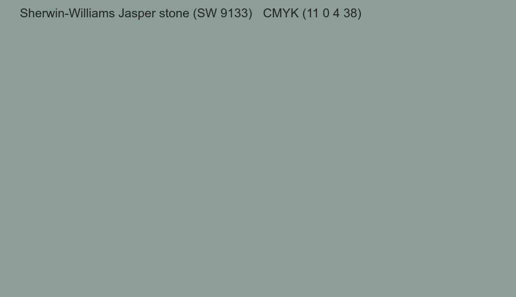 Color Sherwin-Williams Jasper stone (SW 9133) to CMYK (11 0 4 38) converter Color Sherwin-Williams Jasper stone (SW 9133) to CMYK (11 0 4 38) converter