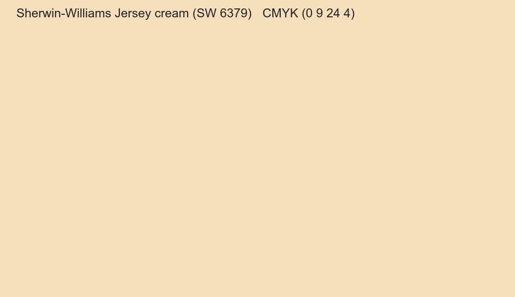 Color Sherwin-Williams Jersey cream (SW 6379) to CMYK (0 9 24 4) converter Color Sherwin-Williams Jersey cream (SW 6379) to CMYK (0 9 24 4) converter