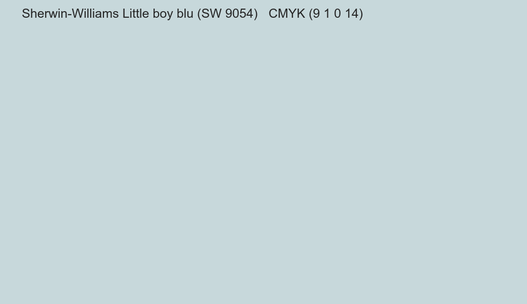 Color Sherwin-Williams Little boy blu (SW 9054) to CMYK (9 1 0 14) converter Color Sherwin-Williams Little boy blu (SW 9054) to CMYK (9 1 0 14) converter