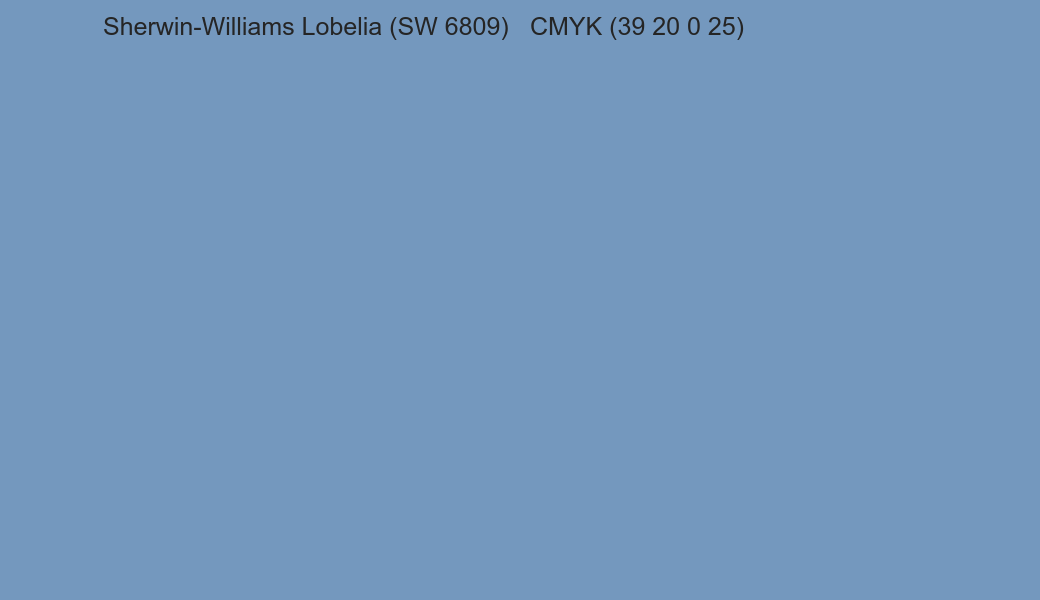 Color Sherwin-Williams Lobelia (SW 6809) to CMYK (39 20 0 25) converter Color Sherwin-Williams Lobelia (SW 6809) to CMYK (39 20 0 25) converter