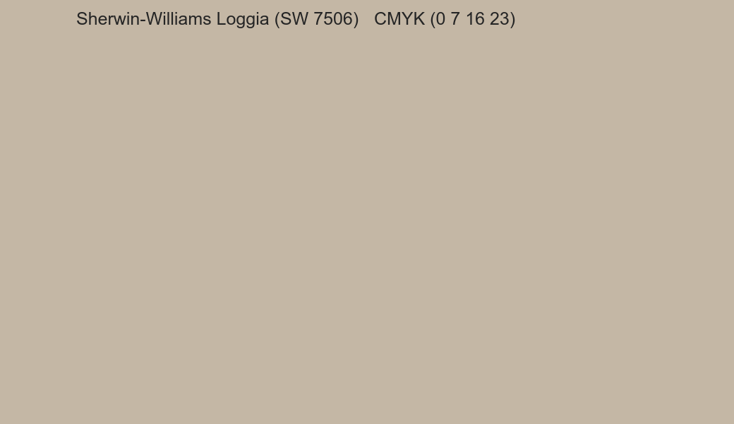 Color Sherwin-Williams Loggia (SW 7506) to CMYK (0 7 16 23) converter Color Sherwin-Williams Loggia (SW 7506) to CMYK (0 7 16 23) converter