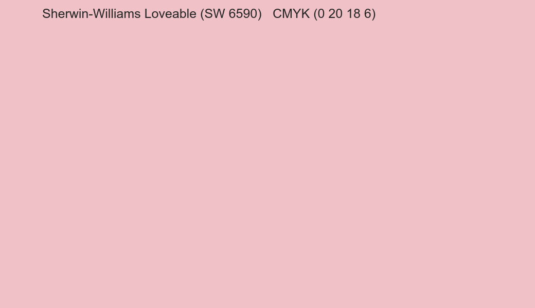 Color Sherwin-Williams Loveable (SW 6590) to CMYK (0 20 18 6) converter Color Sherwin-Williams Loveable (SW 6590) to CMYK (0 20 18 6) converter