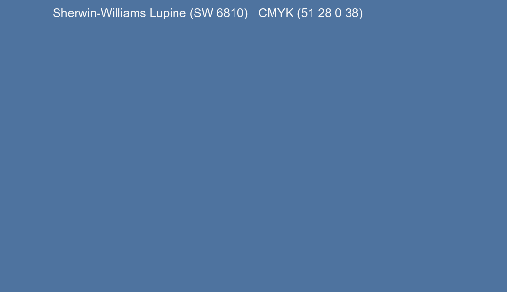 Color Sherwin-Williams Lupine (SW 6810) to CMYK (51 28 0 38) converter Color Sherwin-Williams Lupine (SW 6810) to CMYK (51 28 0 38) converter