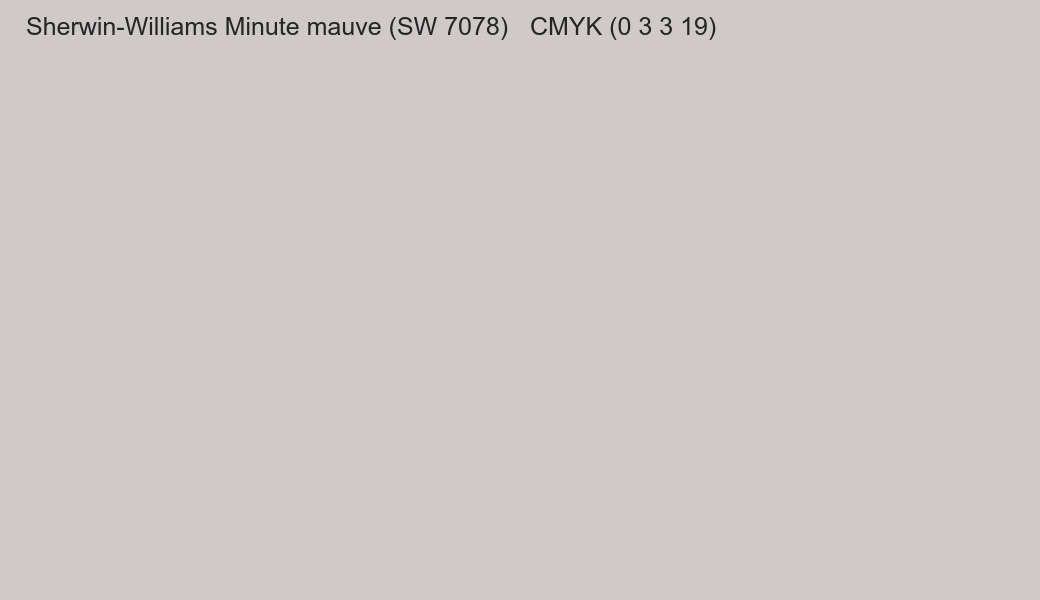 Color Sherwin-Williams Minute mauve (SW 7078) to CMYK (0 3 3 19) converter Color Sherwin-Williams Minute mauve (SW 7078) to CMYK (0 3 3 19) converter