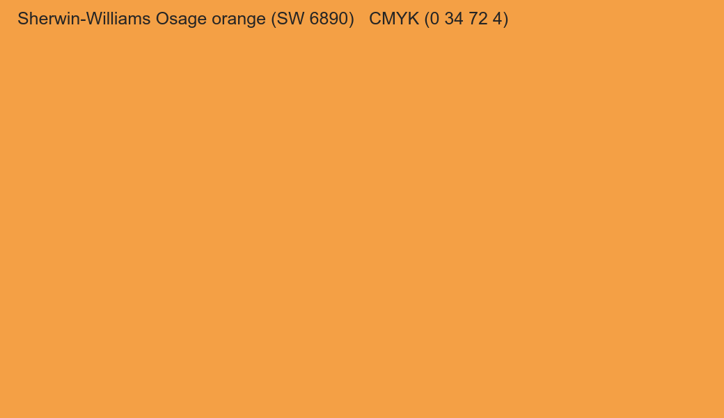 Color Sherwin-Williams Osage orange (SW 6890) to CMYK (0 34 72 4) converter Color Sherwin-Williams Osage orange (SW 6890) to CMYK (0 34 72 4) converter
