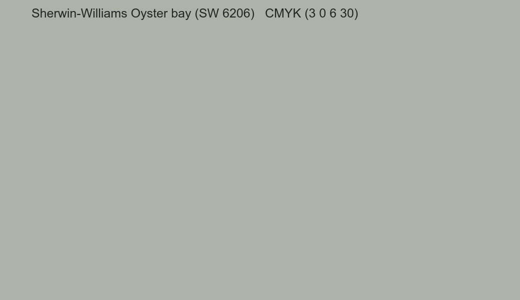 Color Sherwin-Williams Oyster bay (SW 6206) to CMYK (3 0 6 30) converter Color Sherwin-Williams Oyster bay (SW 6206) to CMYK (3 0 6 30) converter