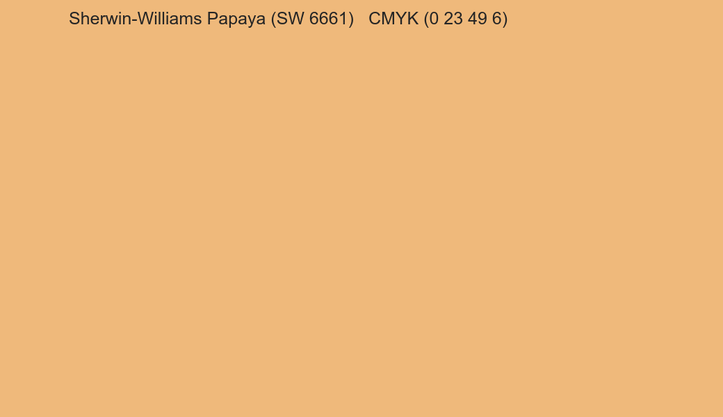 Color Sherwin-Williams Papaya (SW 6661) to CMYK (0 23 49 6) converter Color Sherwin-Williams Papaya (SW 6661) to CMYK (0 23 49 6) converter