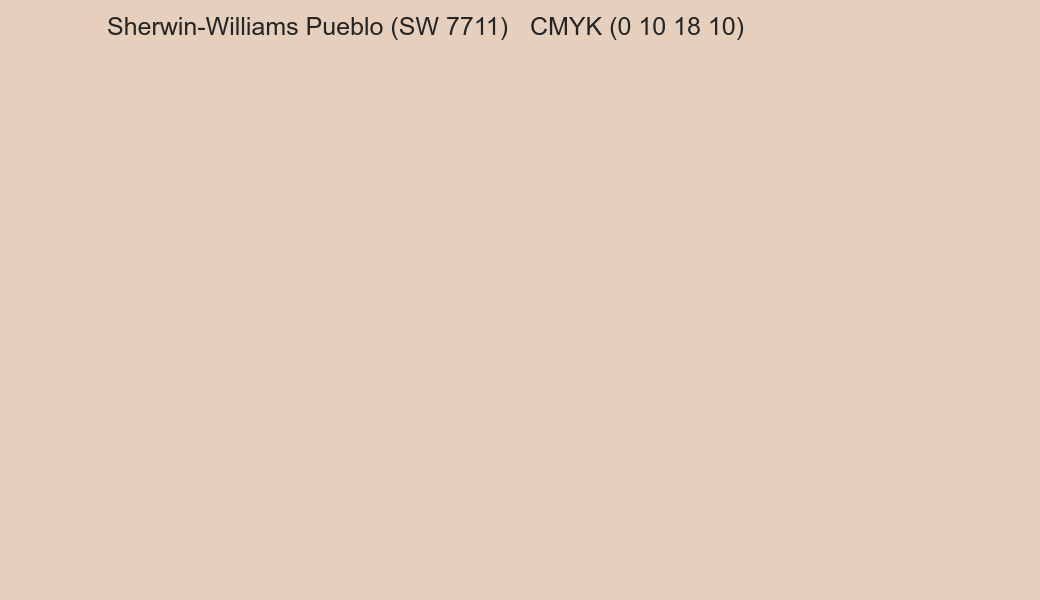 Color Sherwin-Williams Pueblo (SW 7711) to CMYK (0 10 18 10) converter Color Sherwin-Williams Pueblo (SW 7711) to CMYK (0 10 18 10) converter