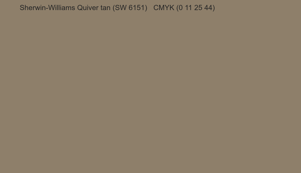 Color Sherwin-Williams Quiver tan (SW 6151) to CMYK (0 11 25 44) converter Color Sherwin-Williams Quiver tan (SW 6151) to CMYK (0 11 25 44) converter