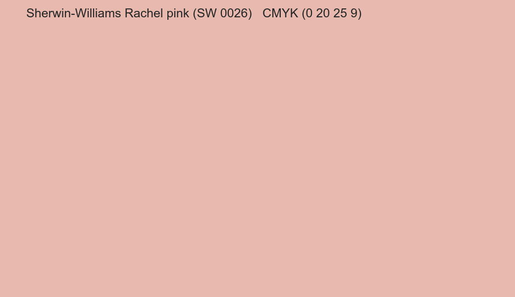Color Sherwin-Williams Rachel pink (SW 0026) to CMYK (0 20 25 9) converter Color Sherwin-Williams Rachel pink (SW 0026) to CMYK (0 20 25 9) converter