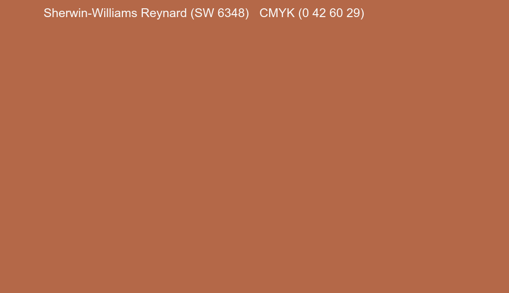 Color Sherwin-Williams Reynard (SW 6348) to CMYK (0 42 60 29) converter Color Sherwin-Williams Reynard (SW 6348) to CMYK (0 42 60 29) converter
