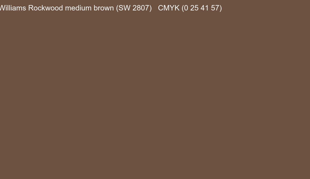 Color Sherwin-Williams Rockwood medium brown (SW 2807) to CMYK (0 25 41 57) converter Color Sherwin-Williams Rockwood medium brown (SW 2807) to CMYK (0 25 41 57) converter