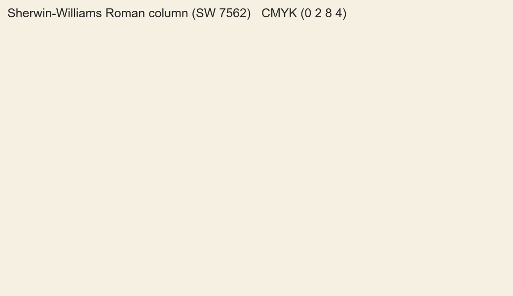 Color Sherwin-Williams Roman column (SW 7562) to CMYK (0 2 8 4) converter Color Sherwin-Williams Roman column (SW 7562) to CMYK (0 2 8 4) converter