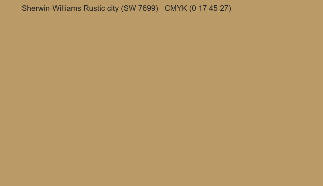 Color Sherwin-Williams Rustic city (SW 7699) to CMYK (0 17 45 27) converter Color Sherwin-Williams Rustic city (SW 7699) to CMYK (0 17 45 27) converter