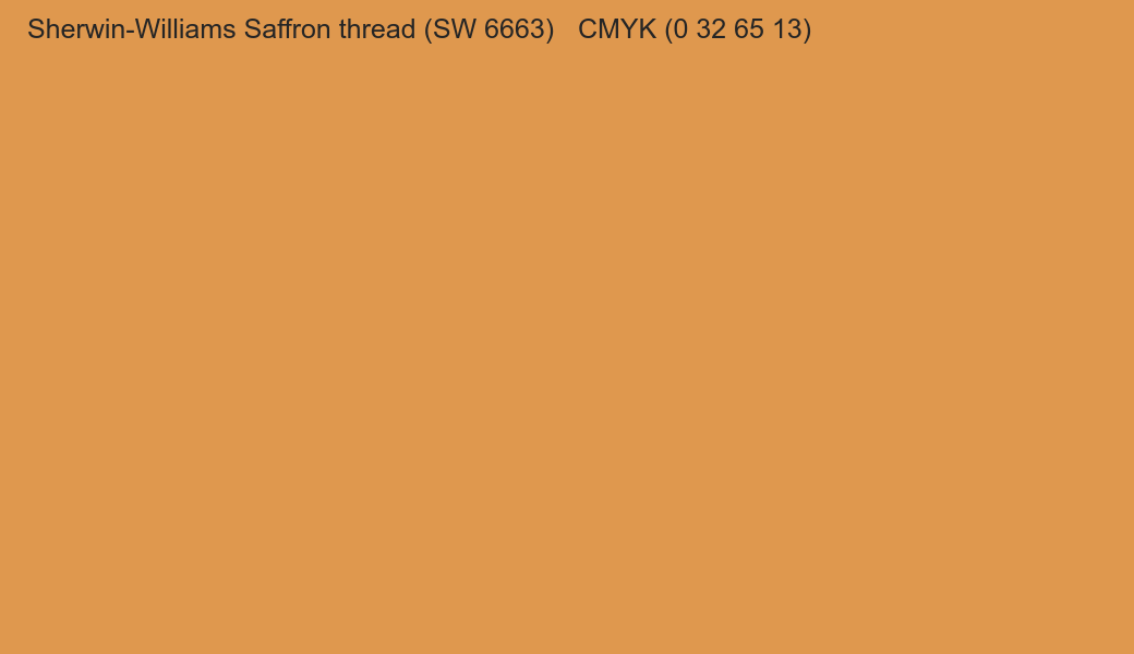 Color Sherwin-Williams Saffron thread (SW 6663) to CMYK (0 32 65 13) converter Color Sherwin-Williams Saffron thread (SW 6663) to CMYK (0 32 65 13) converter