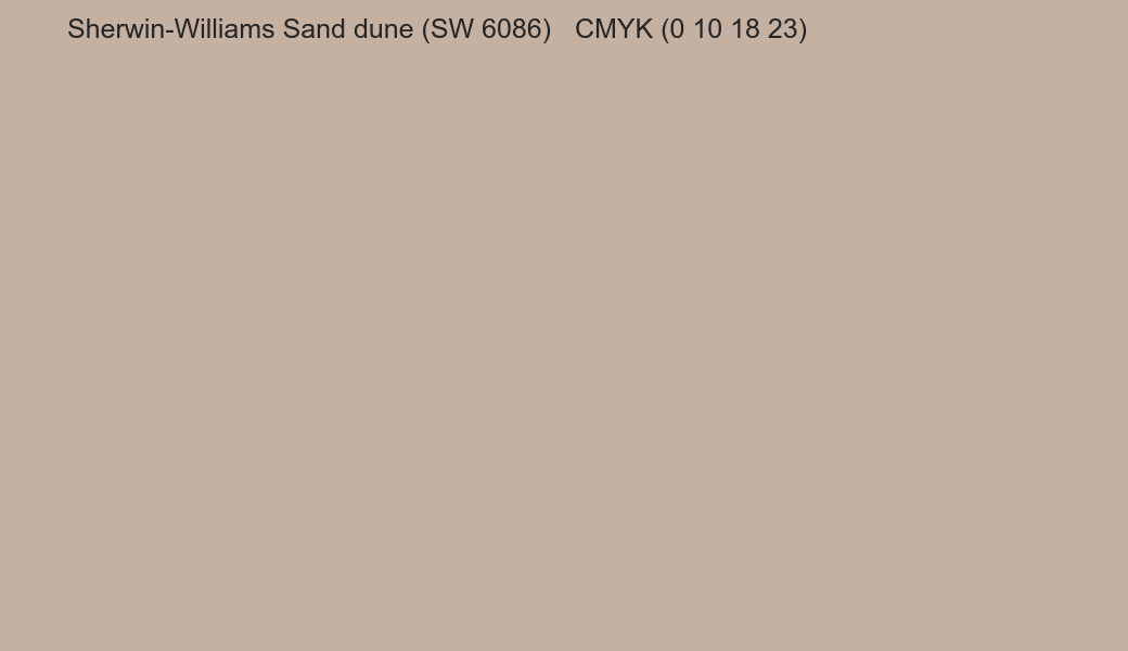 Color Sherwin-Williams Sand dune (SW 6086) to CMYK (0 10 18 23) converter Color Sherwin-Williams Sand dune (SW 6086) to CMYK (0 10 18 23) converter