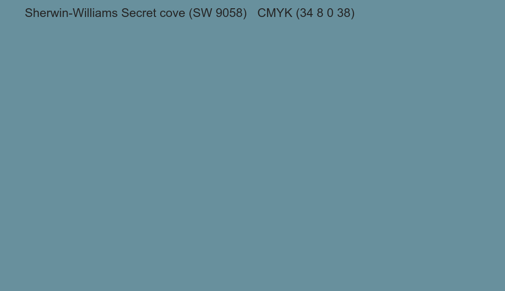 Color Sherwin-Williams Secret cove (SW 9058) to CMYK (34 8 0 38) converter Color Sherwin-Williams Secret cove (SW 9058) to CMYK (34 8 0 38) converter