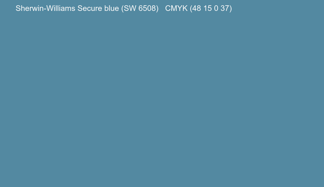 Color Sherwin-Williams Secure blue (SW 6508) to CMYK (48 15 0 37) converter Color Sherwin-Williams Secure blue (SW 6508) to CMYK (48 15 0 37) converter