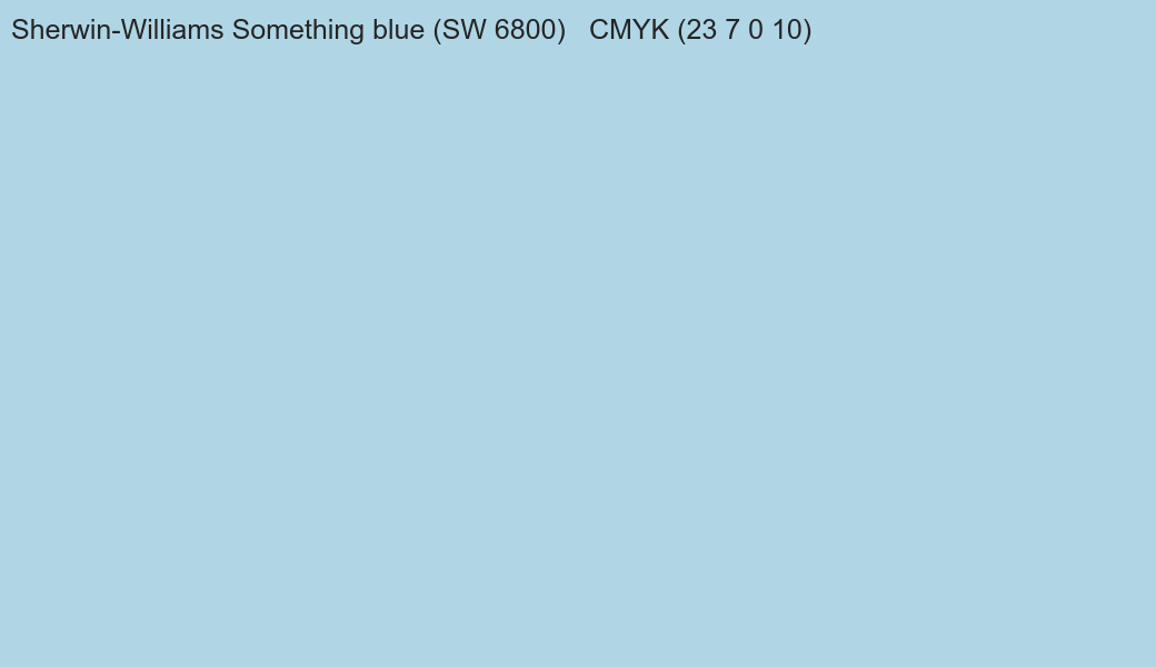 Color Sherwin-Williams Something blue (SW 6800) to CMYK (23 7 0 10) converter Color Sherwin-Williams Something blue (SW 6800) to CMYK (23 7 0 10) converter