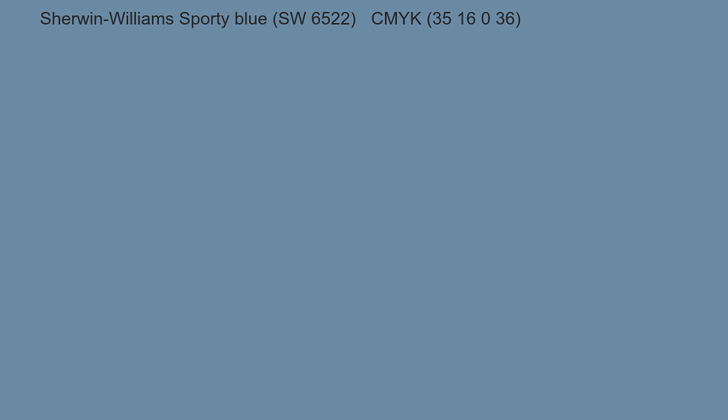 Color Sherwin-Williams Sporty blue (SW 6522) to CMYK (35 16 0 36) converter Color Sherwin-Williams Sporty blue (SW 6522) to CMYK (35 16 0 36) converter