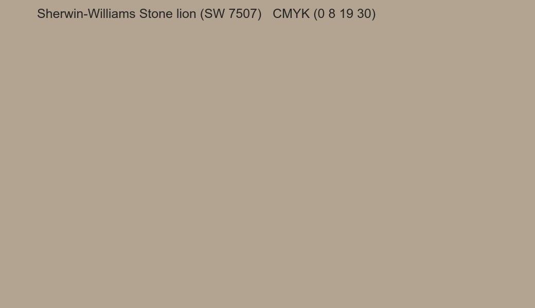 Color Sherwin-Williams Stone lion (SW 7507) to CMYK (0 8 19 30) converter Color Sherwin-Williams Stone lion (SW 7507) to CMYK (0 8 19 30) converter