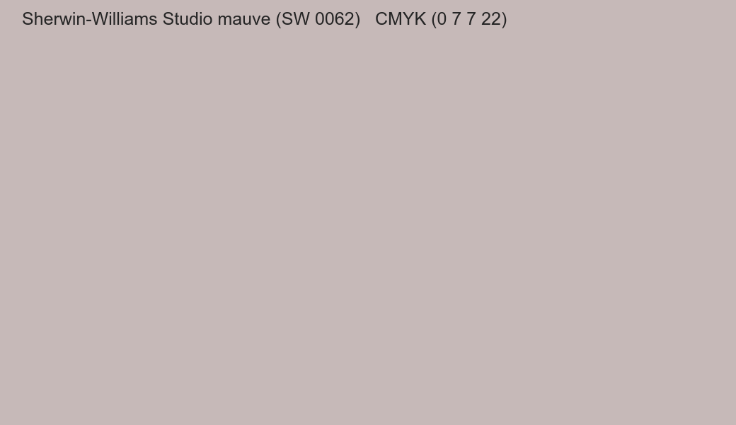 Color Sherwin-Williams Studio mauve (SW 0062) to CMYK (0 7 7 22) converter Color Sherwin-Williams Studio mauve (SW 0062) to CMYK (0 7 7 22) converter