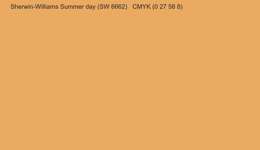Color Sherwin-Williams Summer day (SW 6662) to CMYK (0 27 58 8) converter Color Sherwin-Williams Summer day (SW 6662) to CMYK (0 27 58 8) converter