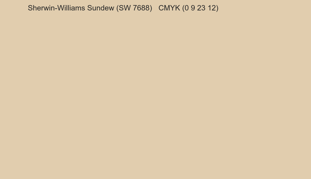 Color Sherwin-Williams Sundew (SW 7688) to CMYK (0 9 23 12) converter Color Sherwin-Williams Sundew (SW 7688) to CMYK (0 9 23 12) converter