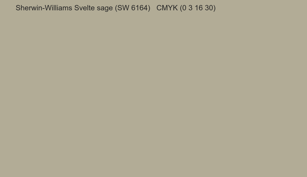 Color Sherwin-Williams Svelte sage (SW 6164) to CMYK (0 3 16 30) converter Color Sherwin-Williams Svelte sage (SW 6164) to CMYK (0 3 16 30) converter
