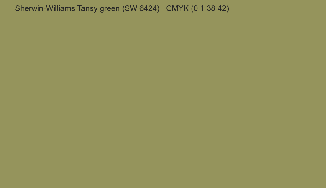 Color Sherwin-Williams Tansy green (SW 6424) to CMYK (0 1 38 42) converter Color Sherwin-Williams Tansy green (SW 6424) to CMYK (0 1 38 42) converter