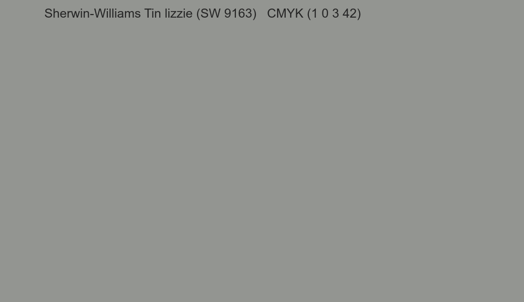 Color Sherwin-Williams Tin lizzie (SW 9163) to CMYK (1 0 3 42) converter Color Sherwin-Williams Tin lizzie (SW 9163) to CMYK (1 0 3 42) converter