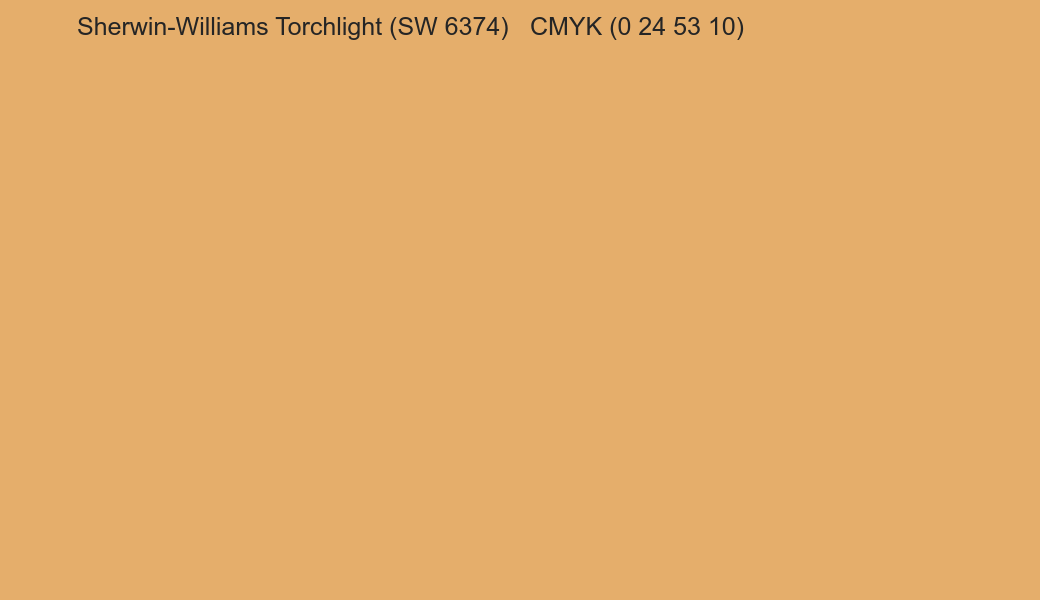 Color Sherwin-Williams Torchlight (SW 6374) to CMYK (0 24 53 10) converter Color Sherwin-Williams Torchlight (SW 6374) to CMYK (0 24 53 10) converter