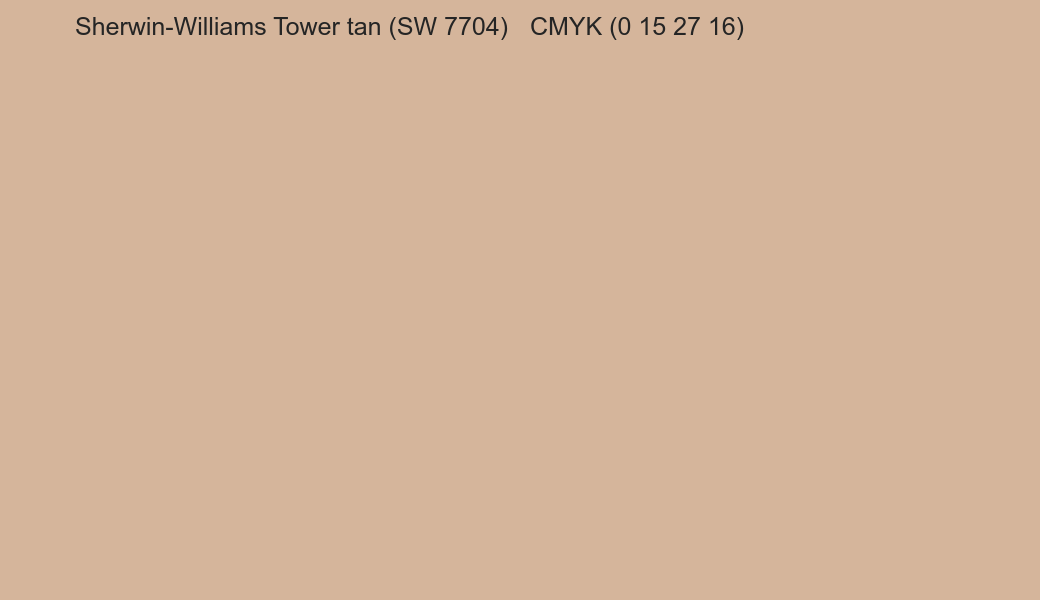 Color Sherwin-Williams Tower tan (SW 7704) to CMYK (0 15 27 16) converter Color Sherwin-Williams Tower tan (SW 7704) to CMYK (0 15 27 16) converter
