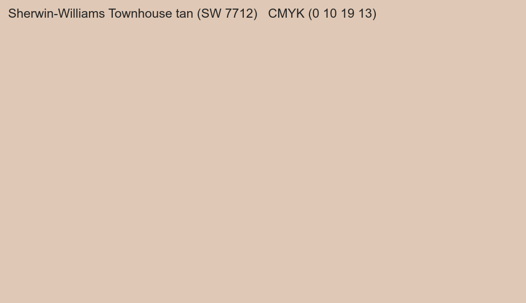 Color Sherwin-Williams Townhouse tan (SW 7712) to CMYK (0 10 19 13) converter Color Sherwin-Williams Townhouse tan (SW 7712) to CMYK (0 10 19 13) converter