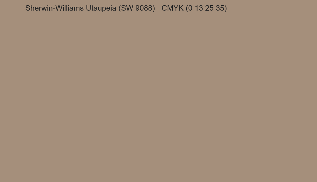 Color Sherwin-Williams Utaupeia (SW 9088) to CMYK (0 13 25 35) converter Color Sherwin-Williams Utaupeia (SW 9088) to CMYK (0 13 25 35) converter