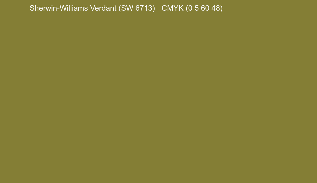 Color Sherwin-Williams Verdant (SW 6713) to CMYK (0 5 60 48) converter Color Sherwin-Williams Verdant (SW 6713) to CMYK (0 5 60 48) converter