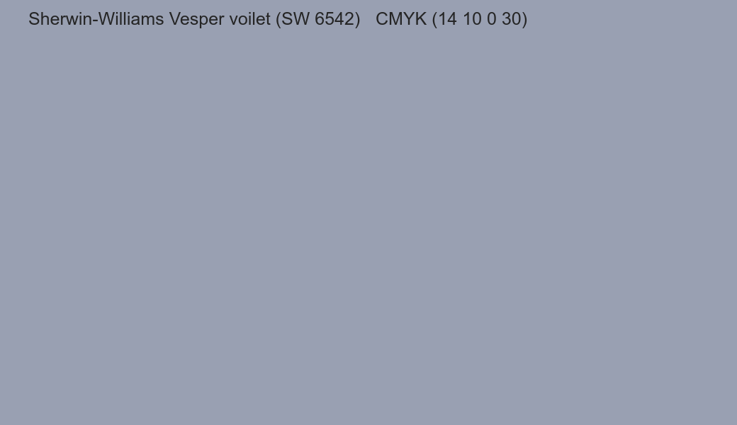 Color Sherwin-Williams Vesper voilet (SW 6542) to CMYK (14 10 0 30) converter Color Sherwin-Williams Vesper voilet (SW 6542) to CMYK (14 10 0 30) converter